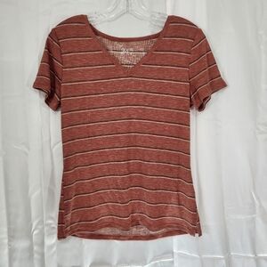 Maurcies Size Medium Striped V-Neck Women's Top